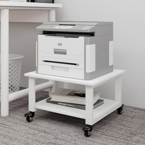 Image of Natwind 2 Tier Laser Printer Stand,20''x20'' Under Desk Printer Cart, White