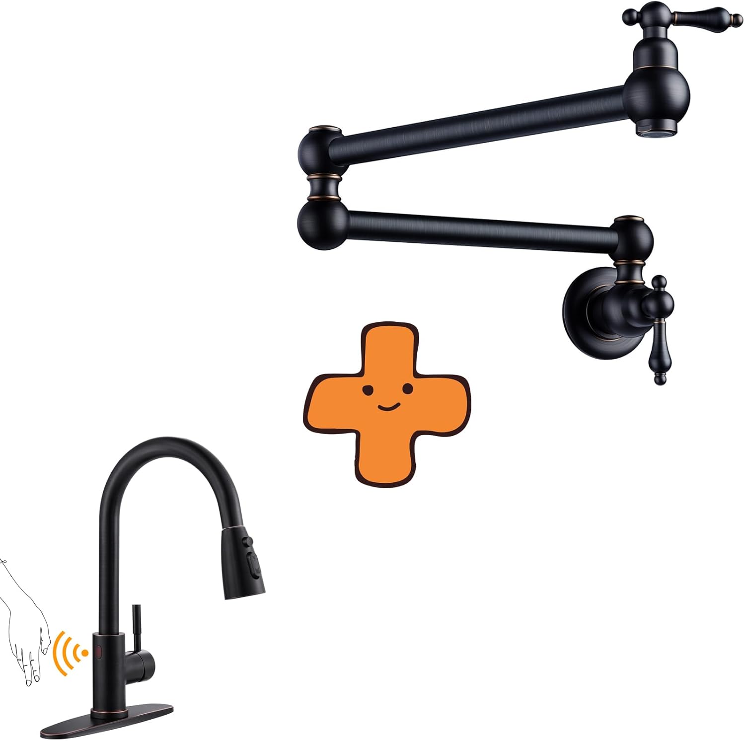 Stainless Steel Touchless Kitchen Faucet, and Brass Pot Filler Faucet Wall Mount Stove Faucet