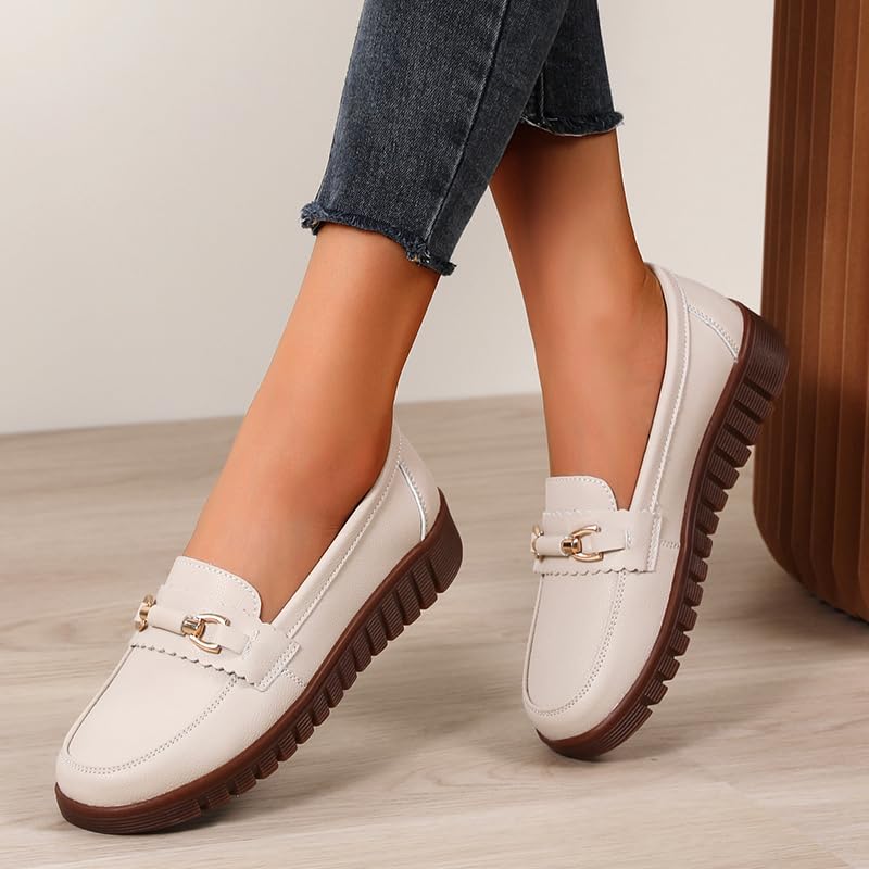 Image of Loafers for Women Business Casual Shoes Comfortable & Lightweight Round Toe Penny Dressy Slip On Work Flats