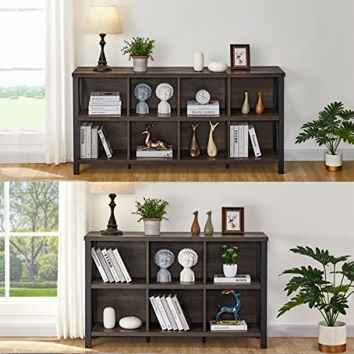 FATORRI 8 Cube Storage Organizer Bookshelf and 6 Cube Storage Organizer (Walnut