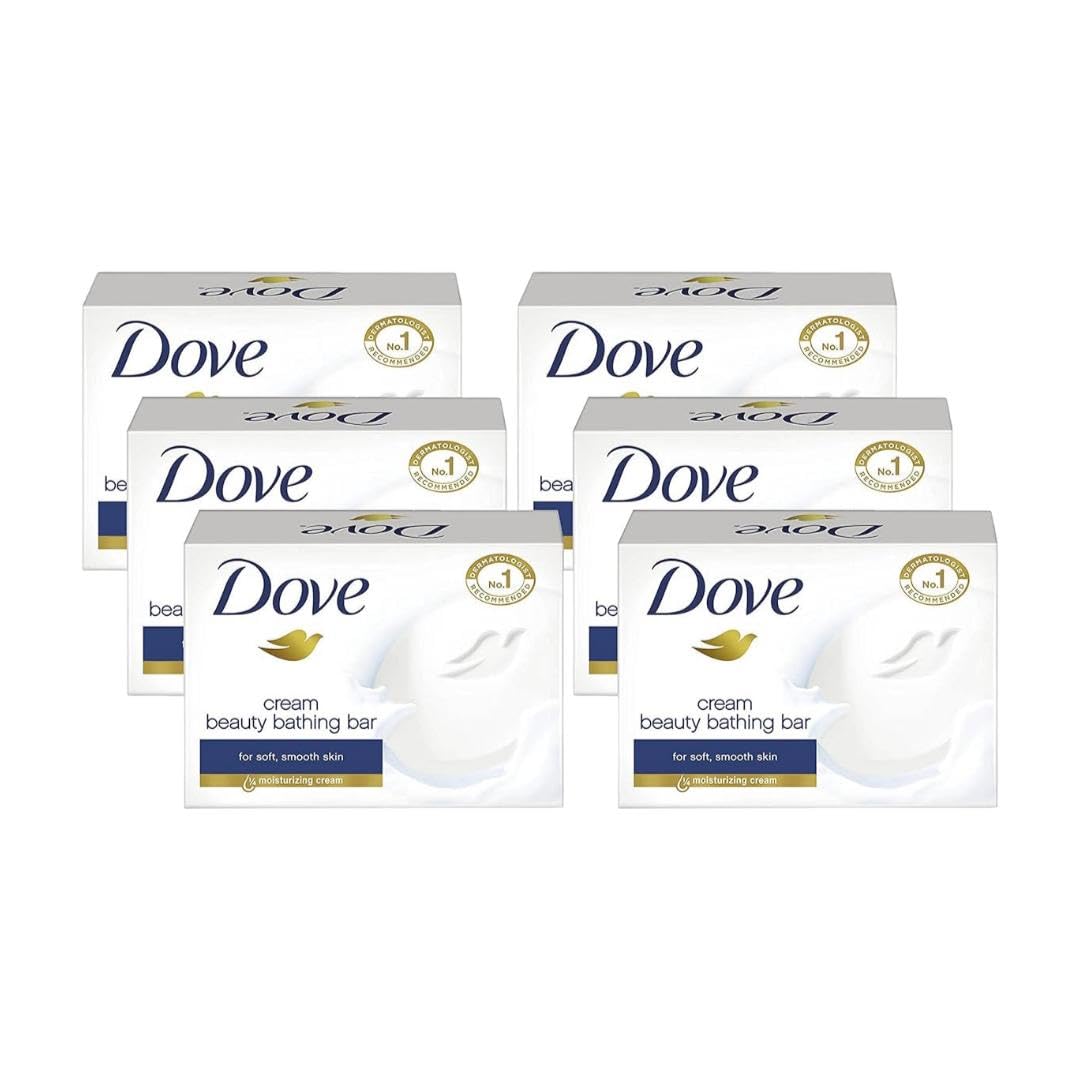 Cream Beauty Bathing Bar 50 g - Pack of 6 (Free Dove Shampoo 8.5ml)