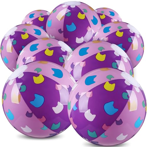 Soulchen 12 Pack Cartoon Cat Themed Beach Balls 7.87