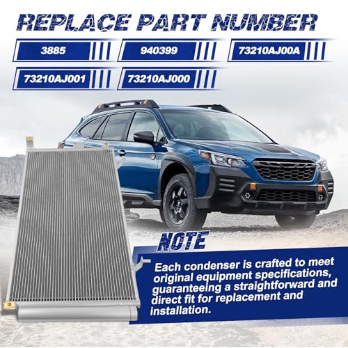 Image of Air Conditioning A /C Condenser Compatible with Subaru Legacy Outback # 3885, 940399, 73210AJ00A, 73210AJ001, 73210AJ000