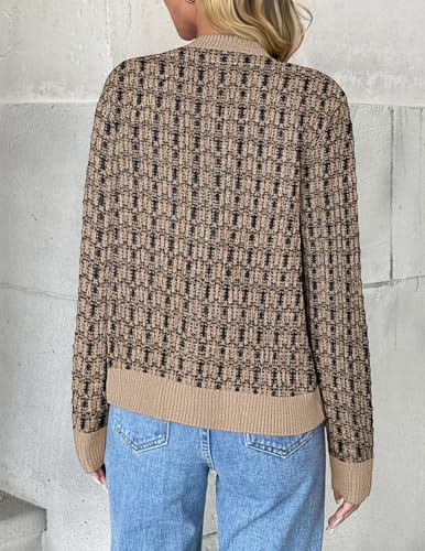 Image of Zeagoo Women's 2026 Cardigan Sweaters Button Down Crew Neck Open Front Long Sleeve Knit Cropped Jackets