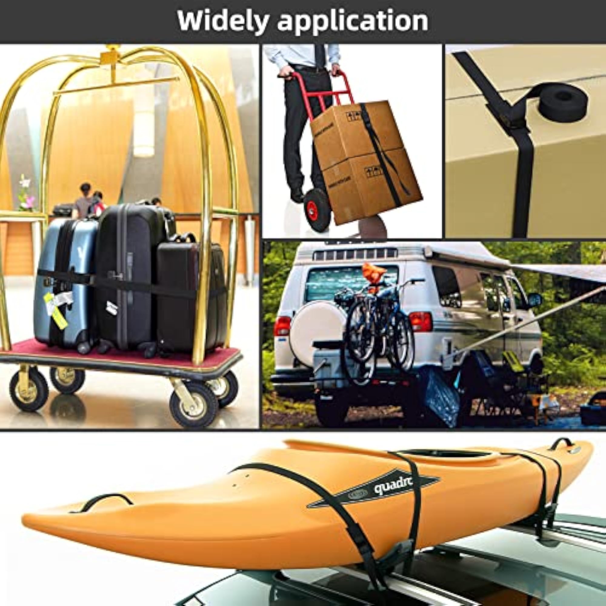 6.6ft Heavy Duty Lashing Straps with Adjustable Cam Buckles