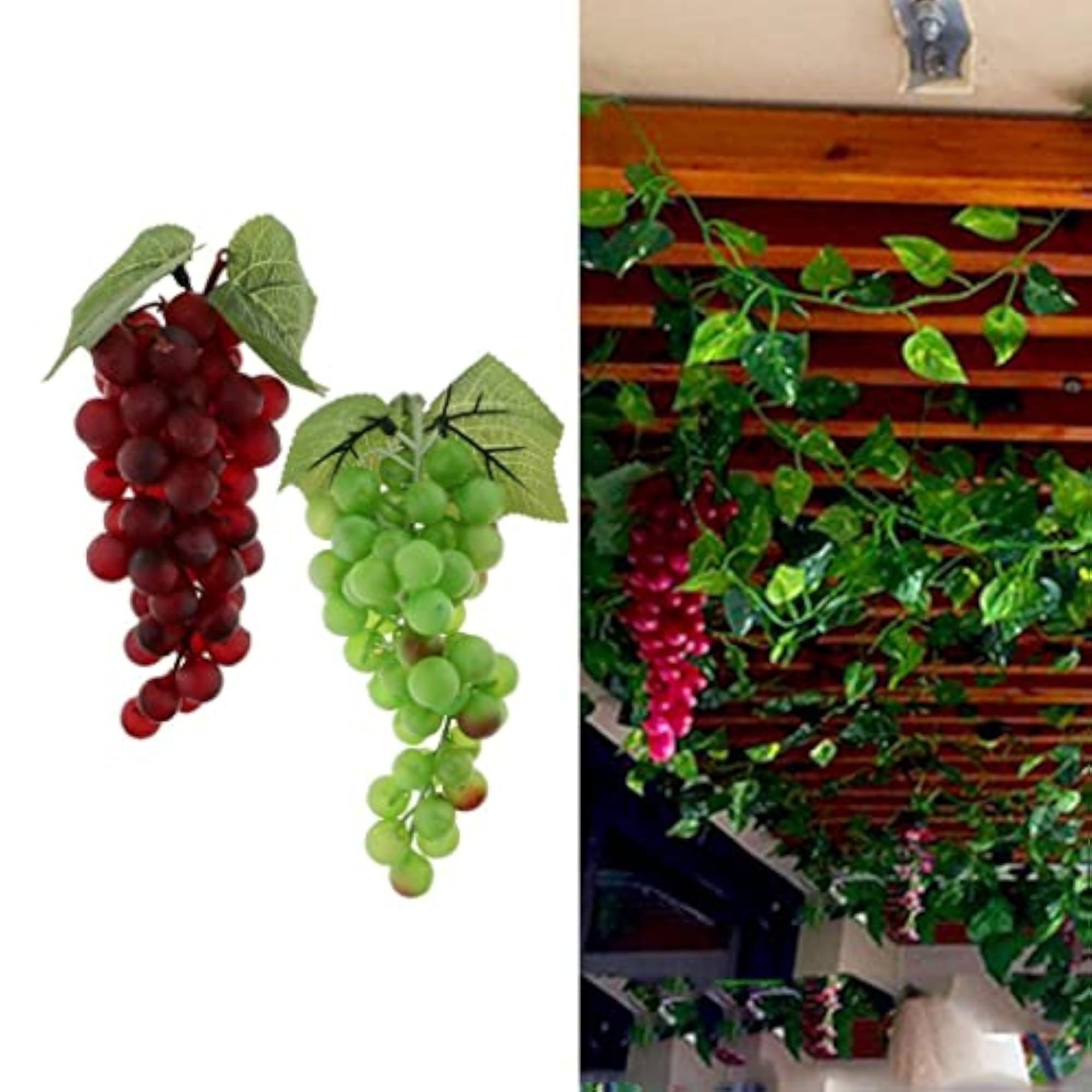 6xArtificial Fake Grape Fruit Home Kitchen Cabinet Display Green-60 Grapes