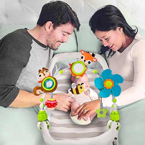 Baby Stroller Arch Mobile, Adjustable Musical Arch Toys With Universal Clamps, Versatile Activity Toy Bar For Baby Bouncer Infant Stroller Mobile For Bassinet Swing Rocker Car Seat - Orange #TOP2