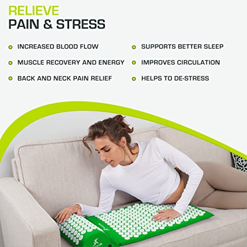 ProsourceFit Acupressure Mat and Pillow Set for Back/Neck Pain Relief and Muscle Relaxation, Large - Green/White by ProsourceFit - Image 4
