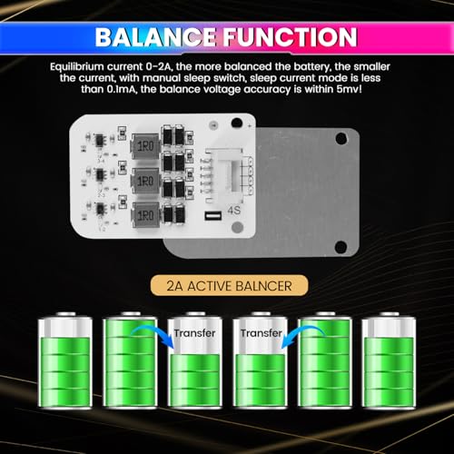 Image of amiciSolar 4S 2A Active Balancer Board for LFP LiFePO4 Lithium Li-ion Lipo LTO Battery Packs - Inductive Energy Equalization for 3.0V~4.2V Cells, Efficient Voltage Balancing