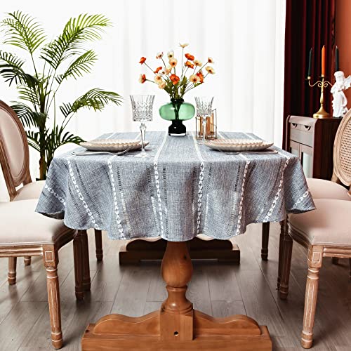 Monibana Rustic Oval Cotton Linen Tablecloths Embroidered Farmhouse Spring Table Cloths, Kitchen Dining Room Party Tablecloth Table Cover For Oval Tables 54 X 72 Inches #TOP3