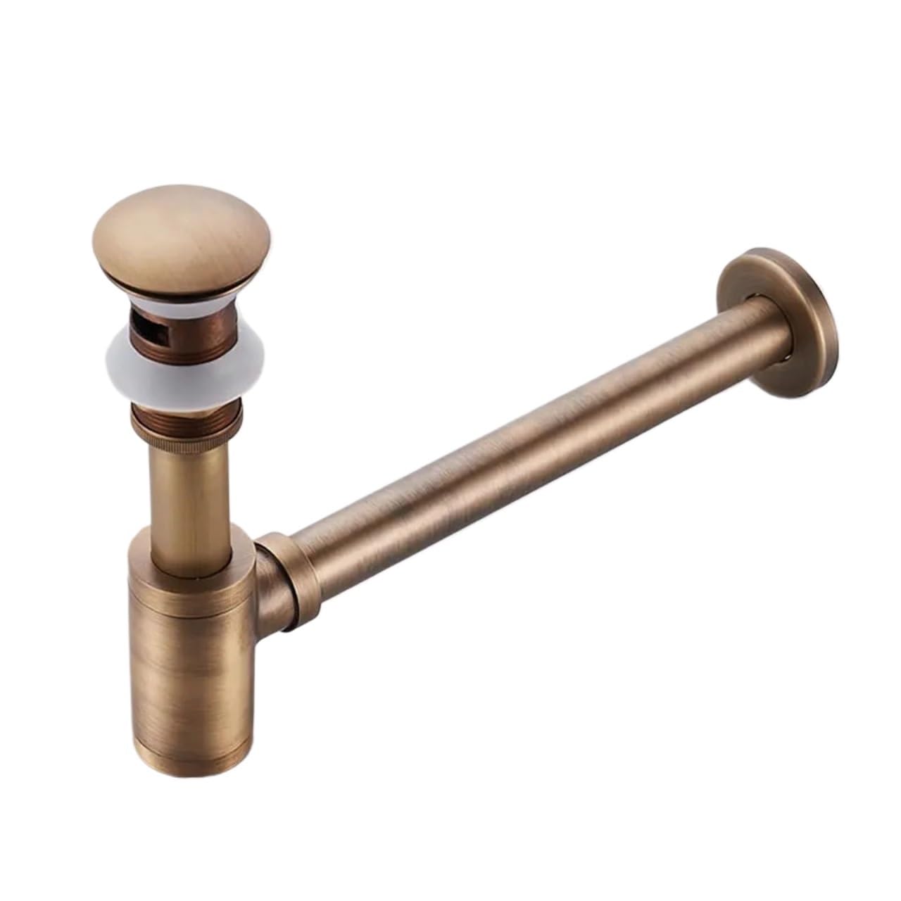 Sifón redondo de latón for baño, kit sifón ajustable for lavabo con desagüe emergente Para Lavabo De Baño y Lavabo(With Overflow Drain)