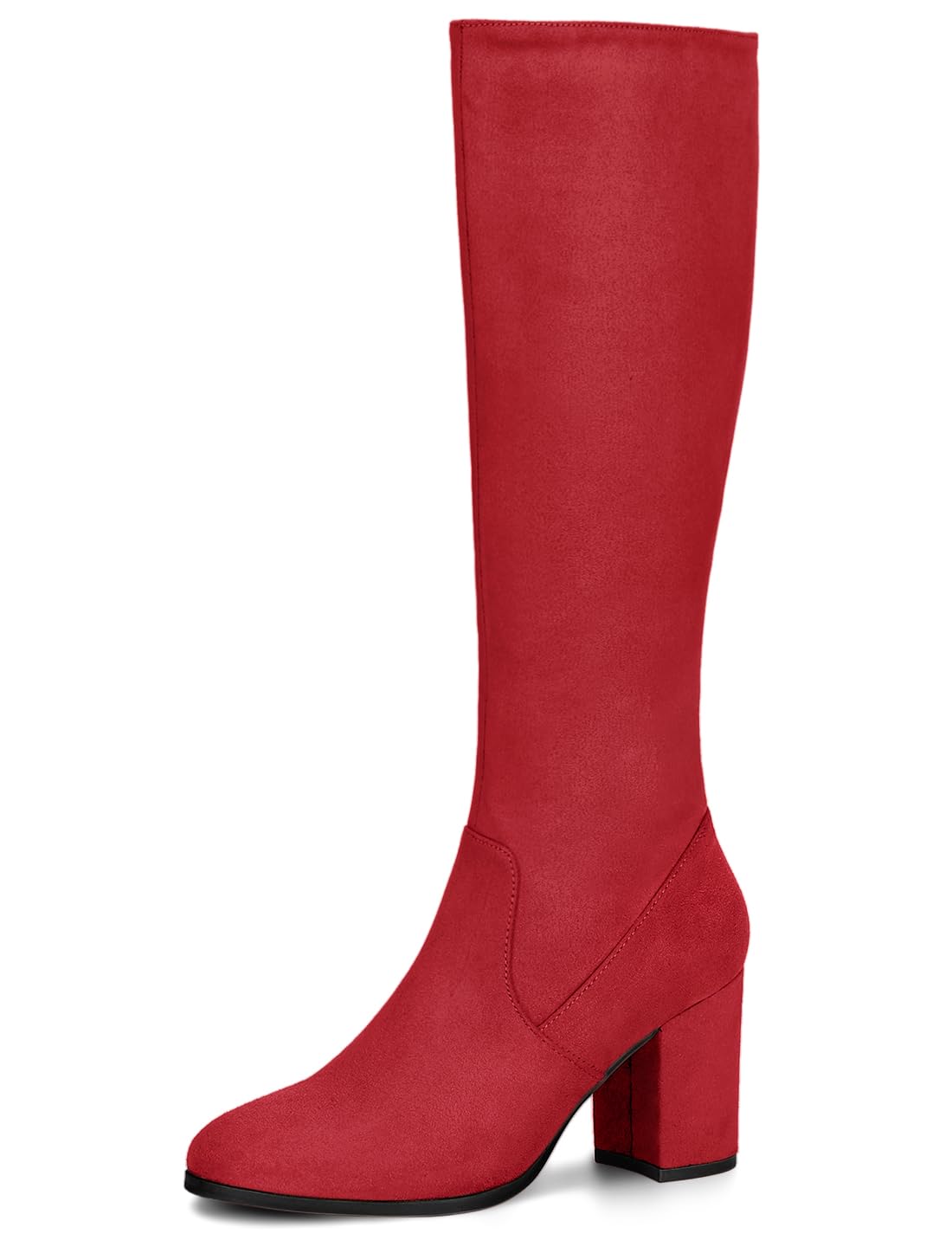 Allegra K Damen-Stiefel Mit Plateauabsatz & Reißverschluss – Mittelhoher Schaft Aus Wildleder-Optik