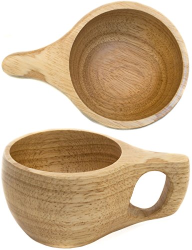 Saxxu00ae Mug en Bois véritable pour l'extérieur - Tasse en Bois de Kuksa - Design médiéval - Fabriqué à la Main - 180 ML