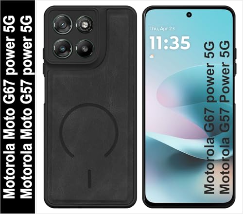 Image of SBMS Back Cover for Motorola G67 power /G57 Power | Ultra Slim Soft Rubberised Hard Case | Oil Feel Soft Leather Back | Mag-Safe Design (Mag-Safe Not Support) | Camera Protection Moto G67 power (Black)
