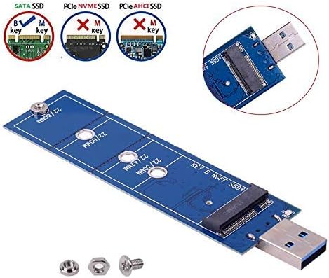 M.2 USB 3.0 Adapter, M2 SSD Reader, NGFF SATA Based B & M Key Solid State Drive Converter as Portable Flash Drive/External Hard Drive, Support 2230 2242 2260 2280 (No Cable Needed)