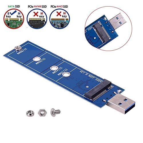 M.2 USB 3.0 Adapter, M2 SSD Reader, NGFF SATA Based B & M Key Solid State Drive Converter as Portable Flash Drive/External Hard Drive, Support 2230 2242 2260 2280 (No Cable Needed)