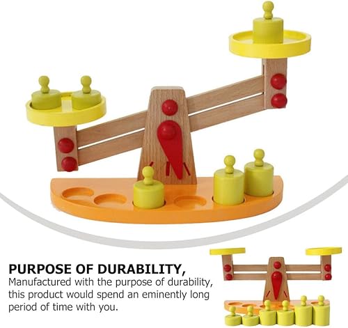 Miniatura 6 de ibasenice Juguetes para niños pequeños, juego de equilibrio matemático para niños, 1 juego de balanza de madera de juguete creativo ensamblado