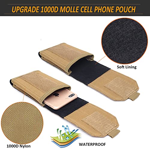 Viidoo Tactical Phone Pouch, Small Molle Admin Pouches, Heavy Duty Waterproof Smartphone Case Holder For Vest Belt Waist (Coyote Tan) #TOP4