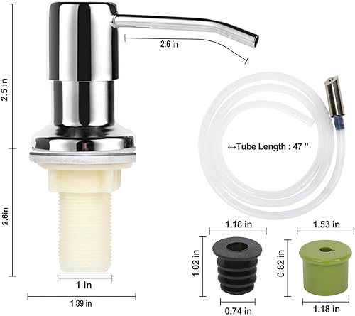 Miniatura 3 de Dispensador de jabón para fregadero de cocina, bomba dispensadora de jabón para platos de acero inoxidable con tubo de extensión de 47 pulgadas