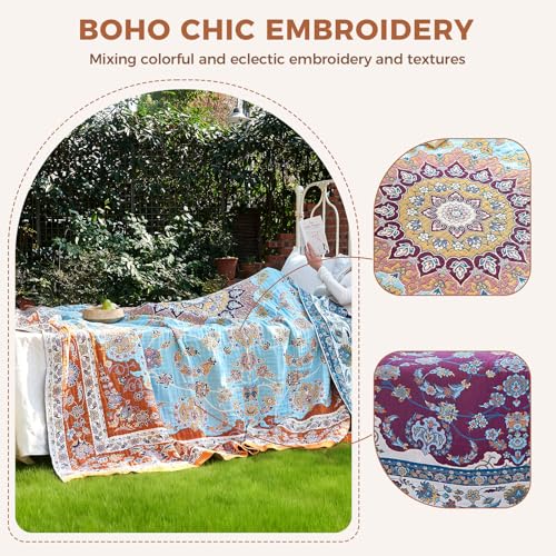 Image of LUTBM Boho Throw Blanket for Bed 60 inchx80 inch, All Season Cotton Couch Blankets
