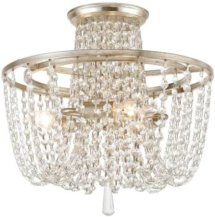 Crystorama Arcadia 3 Light Antique Silver Semi Flush Mount