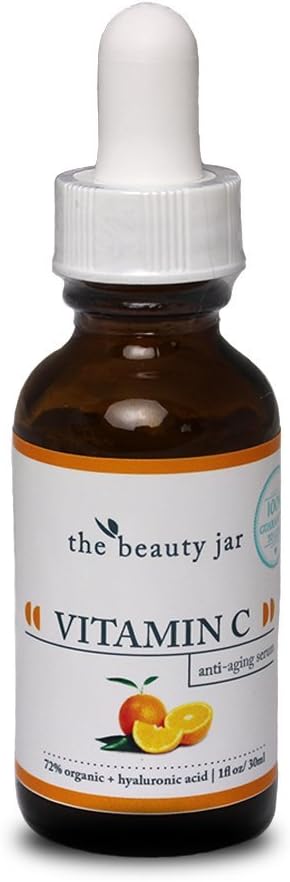 The Beauty Jar Vitamin C anti-aging Serum for Your Face, 72% organic + hydraulic acid, 1 fl oz.