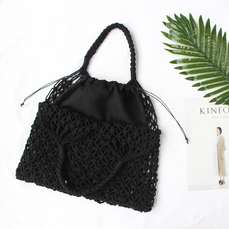 Bolso de red tejido para mujer miniatura 3