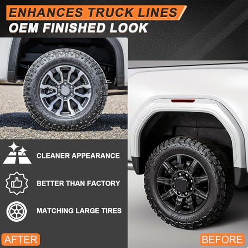 Image of Mud Flap Delete Compatible with 2019-2025 GMC Sierra 1500 Heavy Duty ABS Front and Rear Replacement Kit Increased Tire Clearance (Not fit AT4X AEV Models)
