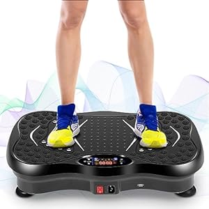 EVOLAND Vibration Plate Exercise Machine, Vibration Fitness Trainer with Bluetooth Speaker, 5 Program Modes, 2 Resistance Bands, Home Exercise Equipment for Fitness Body Toning