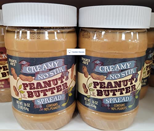 Trader Joe’s Creamy No Stir Peanut Butter Spread 16oz 454g (2 Bottles)