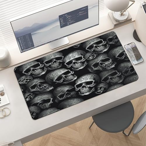 Black Skull Desk Mat Alfombrilla Grande de Goma Antideslizante miniatura 6