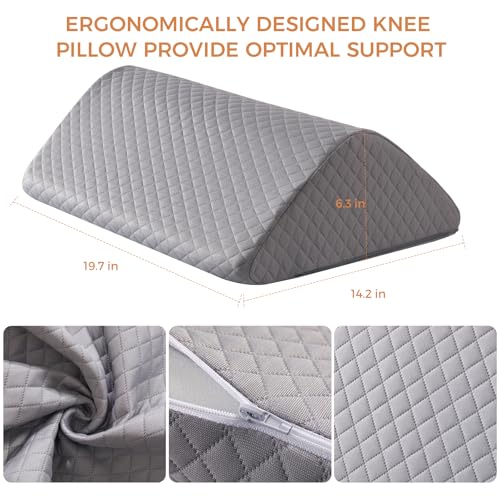 Image of Knee Wedge Pillow 6.3'' for Post-Surgery Recovery-Leg Elevation Support for Sleep Position, Alleviating Lower Back & Hip Pain Enhancing Circulation in Ankles Legs Triangle Pillow with Removable Cover