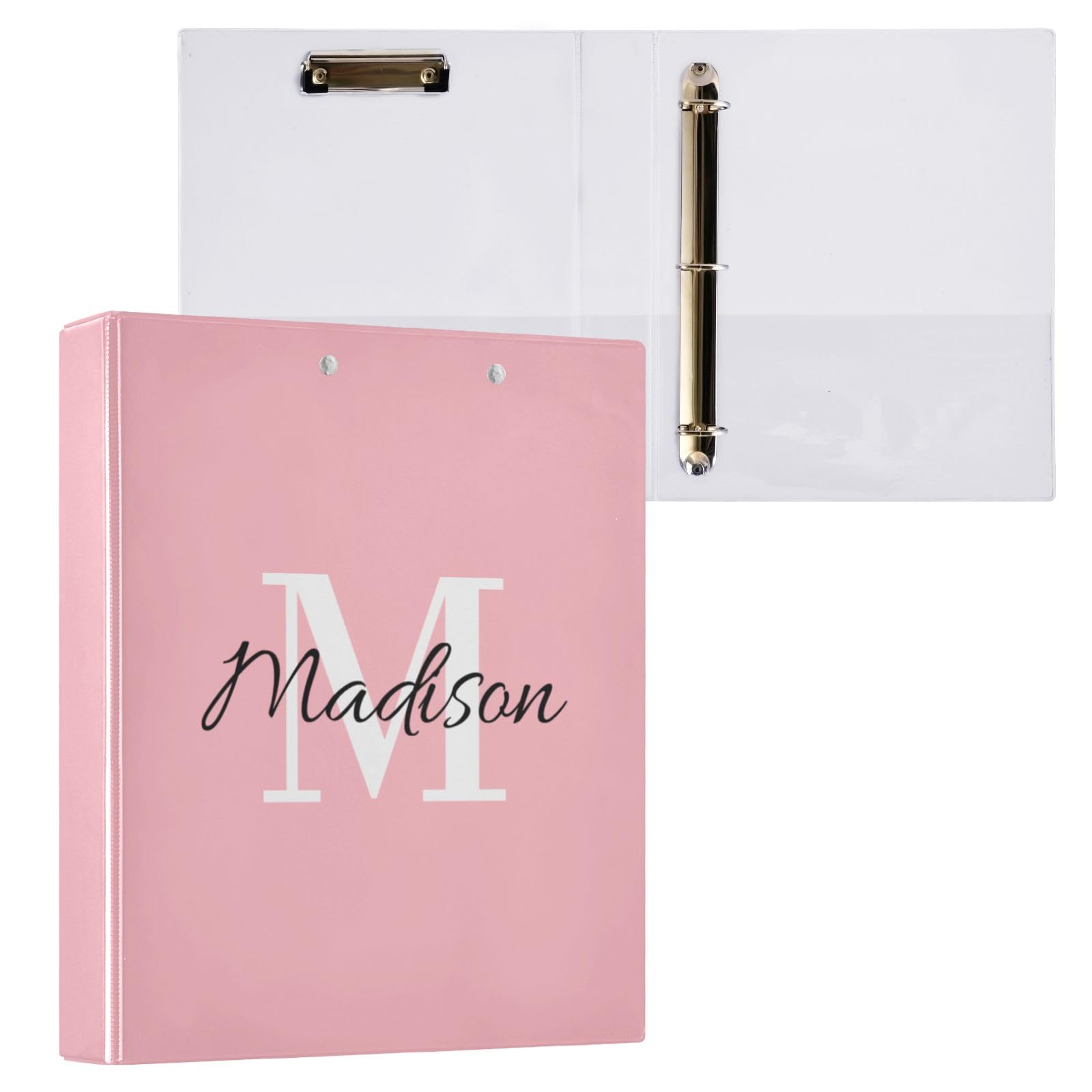 Raccoglitore personalizzato a 3 anelli da 3,8 cm con nome, raccoglitore ad anelli rotondo personalizzato per quaderni, contiene 200 fogli, per lavoro, scuola, ufficio, regalo personalizzato