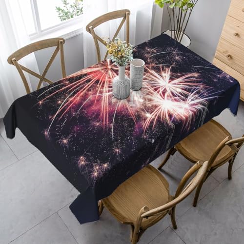 EVIUS Explosion Firework Print Tablecloth 90 Cm X 140 Cm â€“ Wrinkle-Resistant Waterproof Table Cover For Holidays, Dining, Parties | Fall, Christmas Decor | Indoor/Outdoor Use