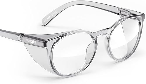 Miniatura 1 de Stoggles - Lentes de seguridad con certificación Z87.1, modelo oficial, redondo, antiniebla y con bloqueo de luz azul (tamaño mediano, color carbón)