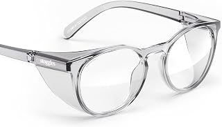 Stoggles Round Z87.1 Certified Polycarbonate Safety Glasses, Scratch & Shatter-Proof, Blue-Light & UV Blocking Lens, Top & Side Shields, Anti-Fog Dip Coated, Durable, Protective & Stylish Eyewear