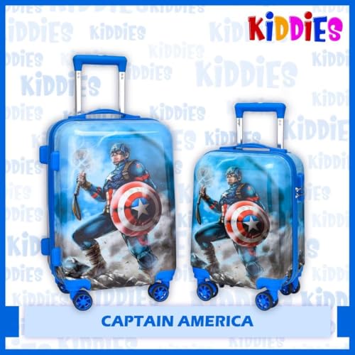 Image of ADSON Abs Kids Trolley 360 Rotating Luggage 360 Degree Wheels Captain America Non-Breakable 20 Inch Kids Hardsided Suitcase with 4 Wheels, 360 Degree Wheel Travel Trolley Bag (Design 18)