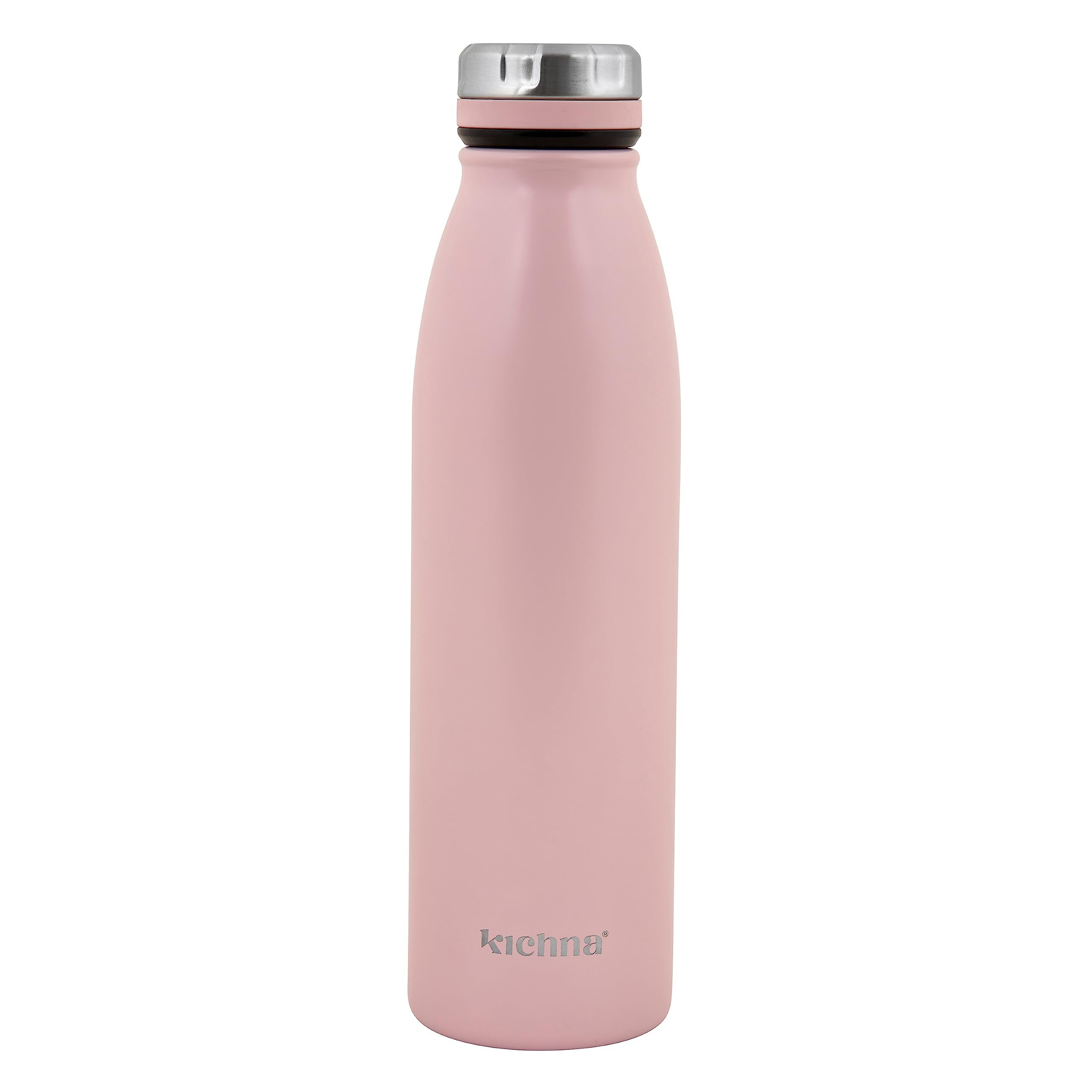 Kichna the Explore Double Walled Stainless Steel Water Bottle 550ml | Wide Mouth Thermal Bottle | Sweat & Leak Proof with Silicon Lid | Keeps Cold for 24Hrs Hot for 6Hrs | Pack of 1 Blush Pink