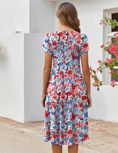 Image of ZEAGOO Womens Casual Dresses for Summer Short Sleeve Flare Midi Dress Loose Flowy Beach Sundress