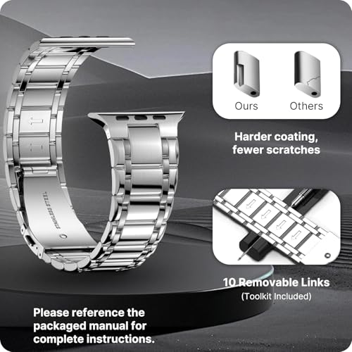 Image of Fullmosa Metal Bands With Case [Watch NOT Included] Compatible Apple Watch Strap 49mm,Steel Apple Watch Band for iWatch Ultra 3 /2 /1,49mm Silver
