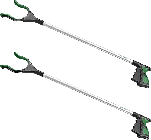 Paquete de 2 herramientas de agarre de 32 pulgadas para personas mayores, agarrador de aleación de aluminio no plegable con punta magnética y