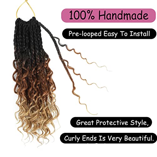 Boho Braids Extensions Hair with Curly Ends 8 Packs Crochet Braids Hair Extensions 12 Inch Goddess Braid Extensions Hair Crochet Hair Extensions for Black Women (1B/30/27#) - Image 4