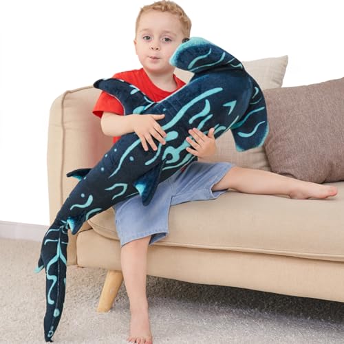 Image of Hammerhead Shark Stuffed Animal, 40 Inch Giant Plush Shark Toy | Distinctive Color Design - A special look that makes this giant shark plush a memorable gift for kids and shark lovers.