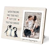 Penguin Gifts, Engagement Picture Frame, Wedding Gifts for Couple, Valentine's Gift for Him Her, Anniversary Couple Gifts, Penguin Love Gifts Photo Frame, fits 4x6 Photo, when Penguins Find Their Mate They Stay Together Forever