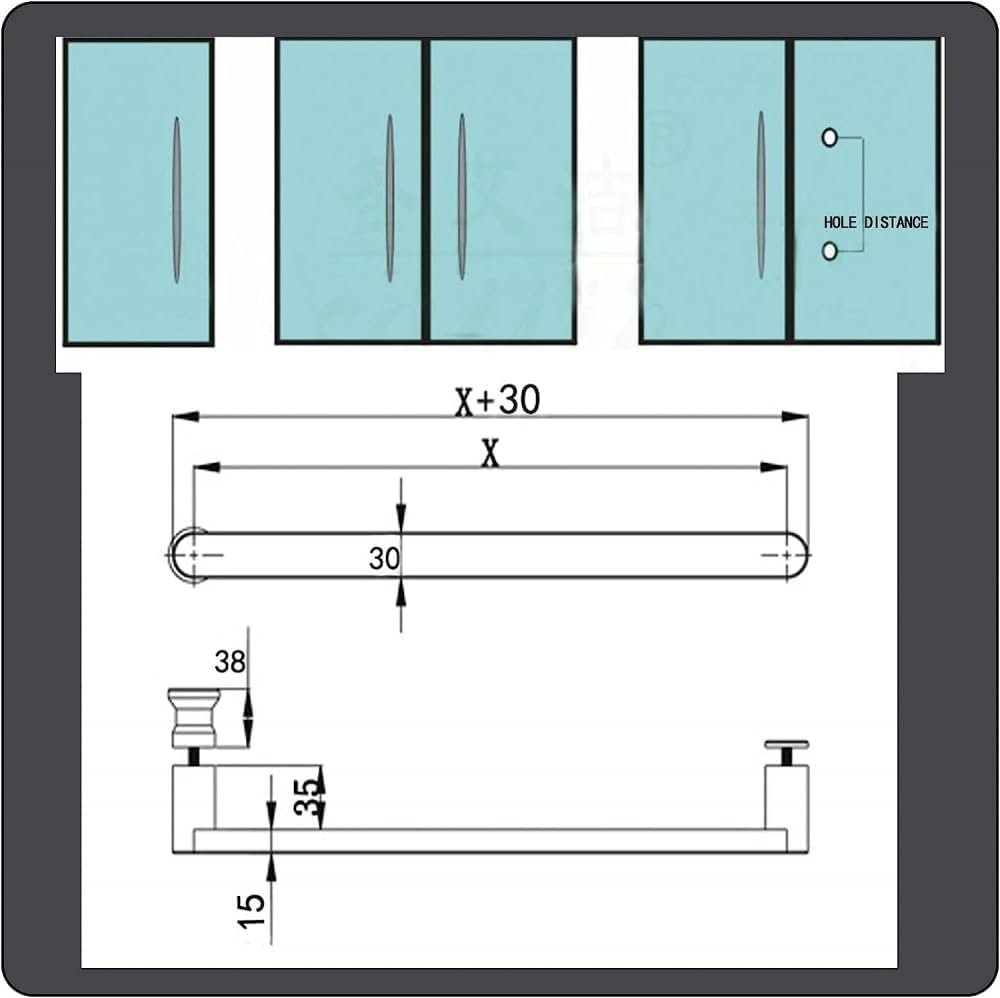 Stainless Steel Shower Door Handle, Shower Glass Sliding Door Knob, Shower Enclosure Door Knob Replacement, Pull Push Barn Door Handles -440mm