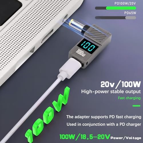 Convertidor USB C a CC 12V Danfetsoy con pantalla digital y diseño de 90 grados para router y PC 2