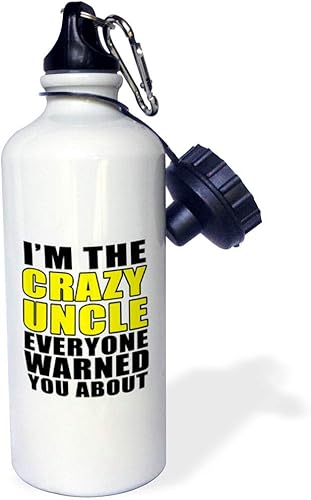Miniatura 1 de 3dRose Botella de agua deportiva "Im The Crazy Uncle Everyone Warned You About Yellow", 21 onzas, color blanco