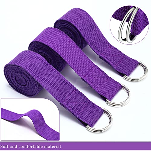 6 Pcs Yoga Strap For Stretching 8 Ft Yoga Exercise Adjustable Straps Yoga Bands With Safe Adjustable D Ring Buckle For Pilates Gym Workouts Yoga Fitness Improves Sitting Posture (Purple) #TOP1