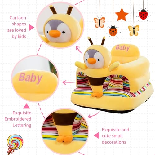 Image of Baby Support Seat, Cute Baby Sofa Chair for Sitting Up, Comfy Plush Infant Seats (Penguin,W17.5 x H17.5)