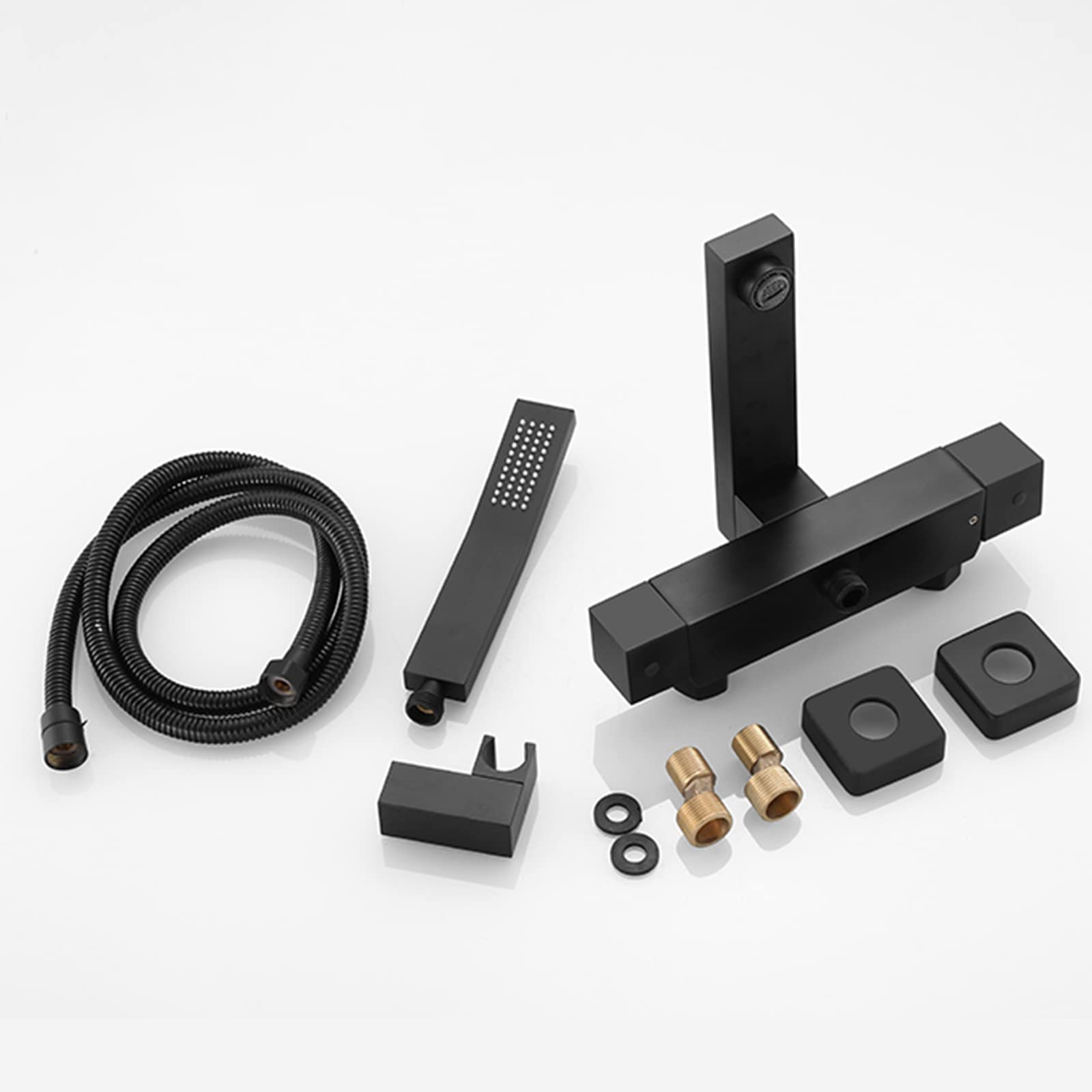 Set soffione e Tubo Flessibile per rubinetti da Vasca Miscelatore Miscelatori da Vasca Neri con Doccia Set miscelatori per Doccia Calda e Fredda a Parete per Vasca,Black-A